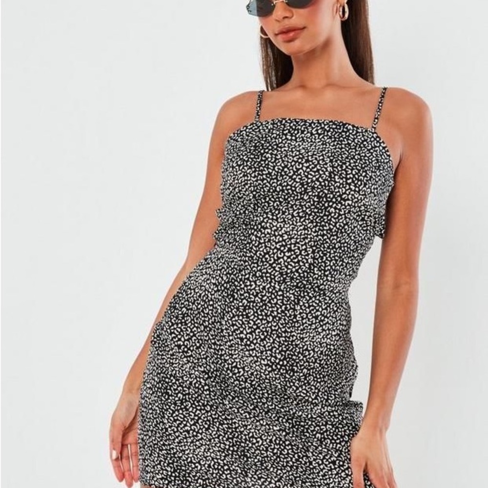 Missguided cami tie back aline dress in leopard